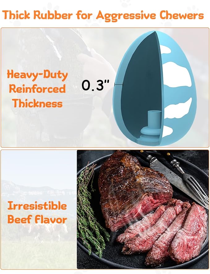 SCHITEC Squeaky Dog Toys for Aggressive Chewers, Tough Rubber Bouncy Balls for Boredom, Durable Pet Chew Toy Ball for Large Medium Breed Dogs (2.8 * 3.7inch)