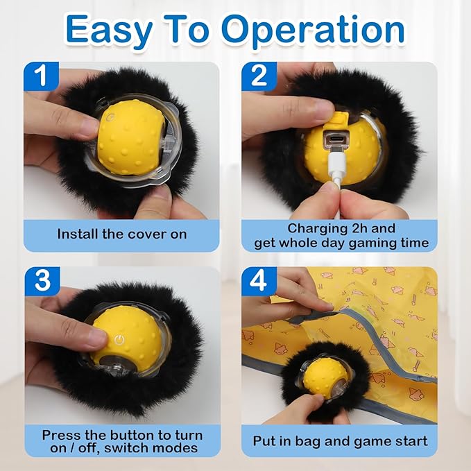 Interactive Cat Toys for Indoor Cats,Self Rolling Cat Ball in Play Mat,Automatic Motion Activated Moving Toy Hide and Seek Chase Game for Bored Cats,Real Chirp Birds,Rechargeable