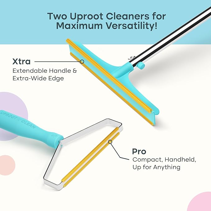 Uproot Cleaner Pro Pet Hair Remover Bundle - Including Xtra Carpet Rake for Pet Hair Removal Tool - Scrape Easy The Cat & Dog Fur from Your Carpet, Rugs, Cat Bed, Car Trunk & More