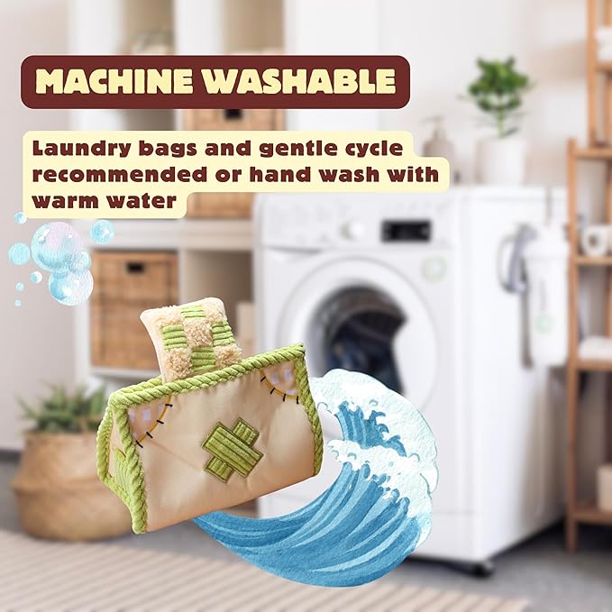 Interactive Dog Toys, Snuffle Puzzle Toys for Small Medium Large Dogs â Durable Hide & Seek Treat Dispenser with Squeaky & Crinkle Sounds, 2-in-1Chew Toy, Dog Birthday for Gifts (Tissue Box)