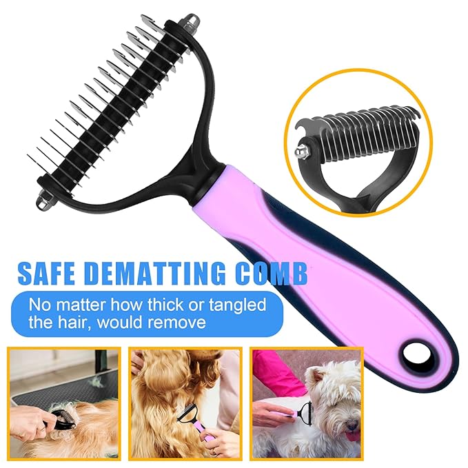 Complete Pet Grooming Solution by Dog - 9PCS Kit with Slicker Brush, Deshedding Tool, and Grooming Comb for All Breeds and Sizes, Promotes Healthy Skin and Coat