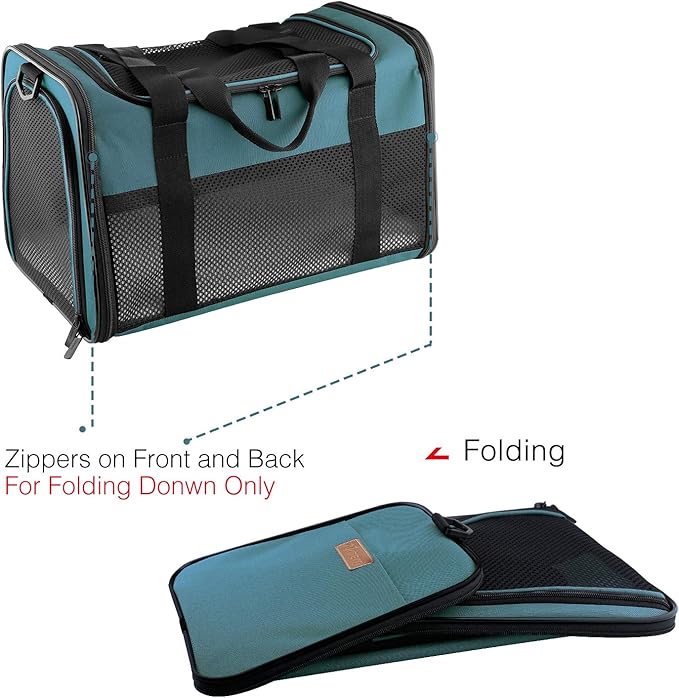 Cat Carrier - Portable Foldable Dog Pet Carrier, Soft-Sided Pet Bag up to 28 Lbs, Airline Approved Travel Puppy Carrier