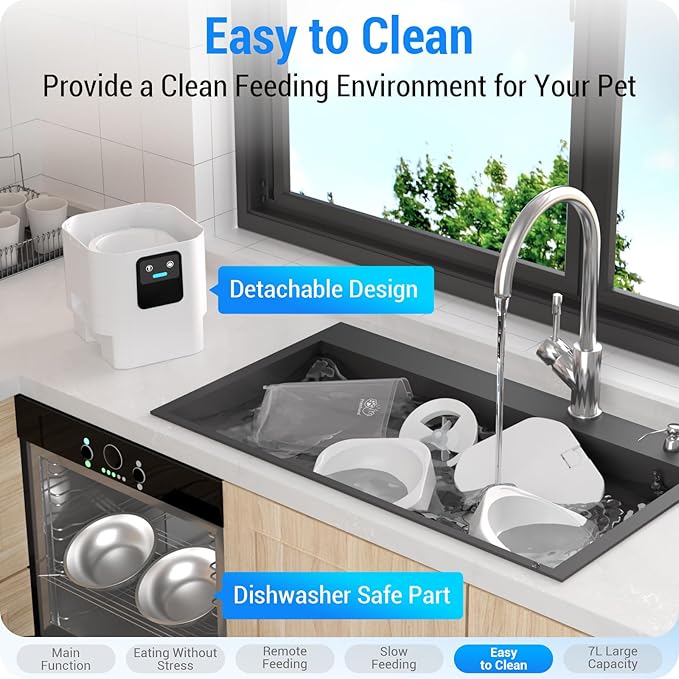 5G WiFi Automatic Cat Feeder with Slow Feed for 2 Cats: Automatic Dog Feeder with 7L Large Food Storage, Cat Food Dispenser with Alexa for Multiple Pets, Detachable for Easy Cleaning -29 Cup