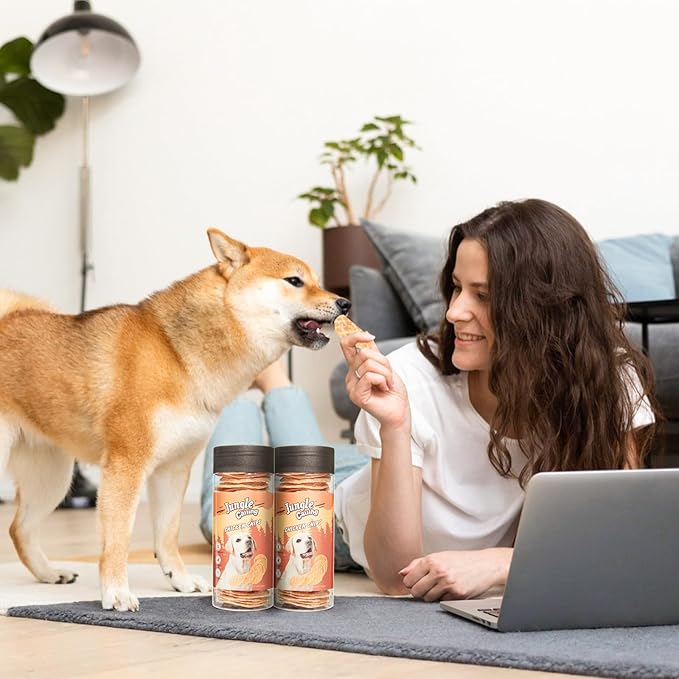 Jungle Calling Dog Treats - Single Ingredient Chicken Chips, Crunchy Jerky Training Treats for Dogs, 6 oz