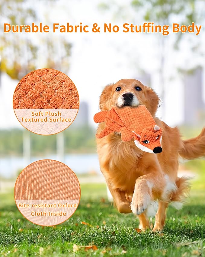 Dog Toys, Squeaky Plush No Stuffing Crinkle Dog Toy for Small Medium Large Dogs, Interactive Puppy Teething Water Bottle Dog Chew Toy