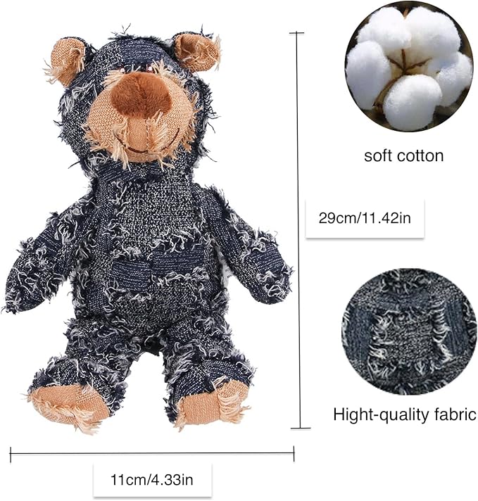MAXBECK Dog Companion for Heavy Chewers- Indestructible Robust Bear Dog Toy, Resistant Squeaky Dog Toys for Heavy Chewers, Unbreakable Stuffed Plush Dog Toys for Aggressive Chewers (C-Navy+Oak)
