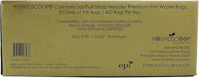 800 Count Pull-Strap Header Pet Waste Bags, 8 Header Packs of 100 Bags, Dog Waste Station Bags for HOA, Residential, XL and Strong, Easy Single Pull for Poop Station Dispensers