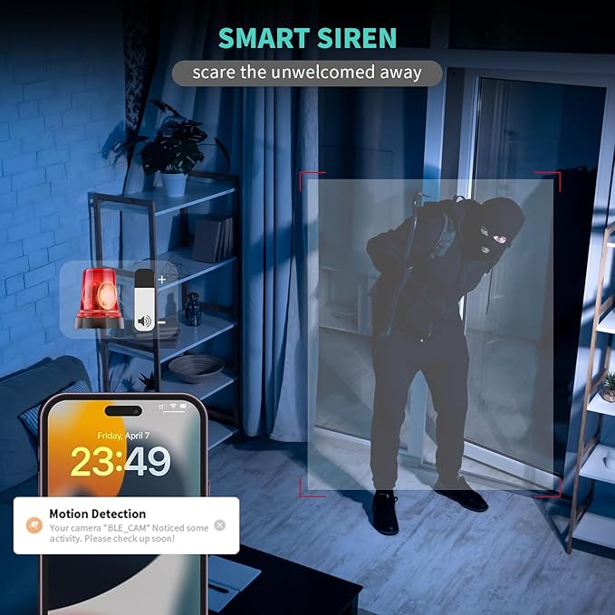 Alaga Indoor Security Camera,3K 5G and 2.4G WiFi, 360° Pan/Tilt, Human/Pet/Motion AI, Night Vision, Speaker, Indoor Camera with Phone App, Compatible with Alexa & Google Assistant,2-Pack White