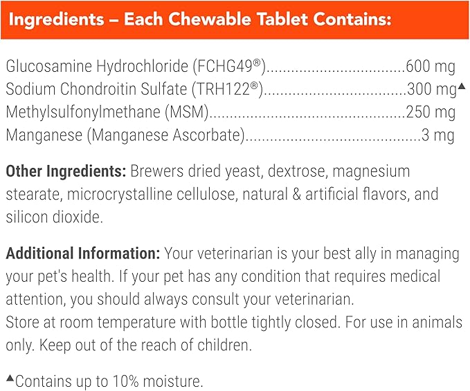 Nutramax Laboratories Cosequin Maximum Strength Joint Health Supplement for Dogs - With Glucosamine, Chondroitin, and MSM, 2 Pack, 264 Total Chewable Tablets