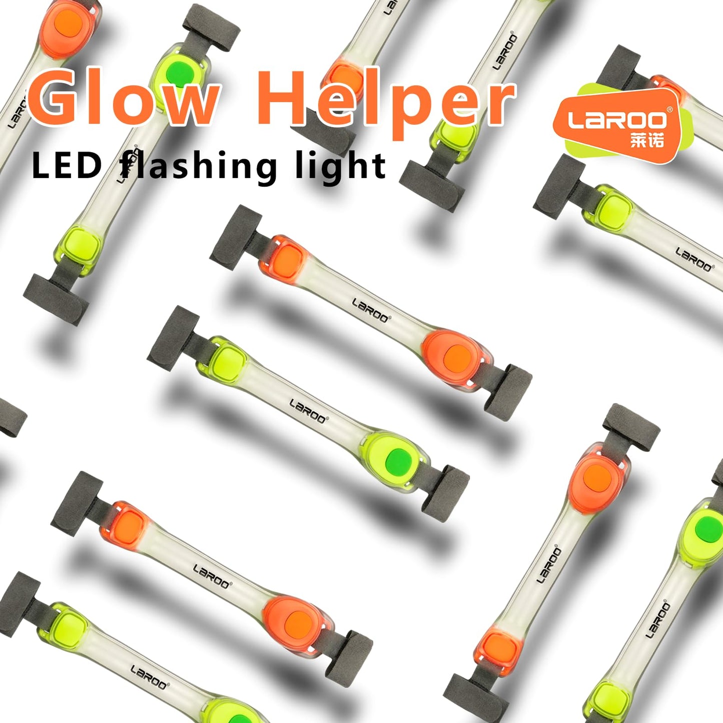 LaRoo Light Up Dog Collar with Nylon Stickers, Universal Glowing Collar Accessories for Leash Harness, Silicone Waterproof Dog LED Flashing Collar Night Outdoor Safety