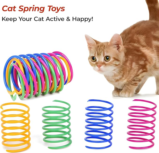 Interactive Cat Toys Ball - 2025 New Gen with 360° Auto-Rotation Smart Obstacle Avoidance,Includes 4 Cat Spiral Spring,Ideal Kitten Toys for Bored Indoor Cats (Yellow, Cat Toy Ball)