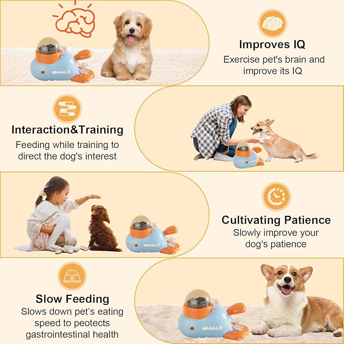 Cat Interactive Treat Dispenser Toy, Interactive Dog Puzzle Toy, Dogs Food Treat Feeding Dispenser for Healthy Eating for Small & Medium (Blue)