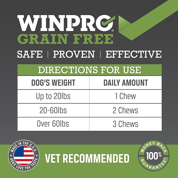 WINPRO Hip & Joint Supplement for Dogs - Plasma Powered Chews for Joint Health & Mobility – Fast-Acting with Collagen & Natural Ingredients for Dogs of All Breeds – 60 Chews – Made in USA