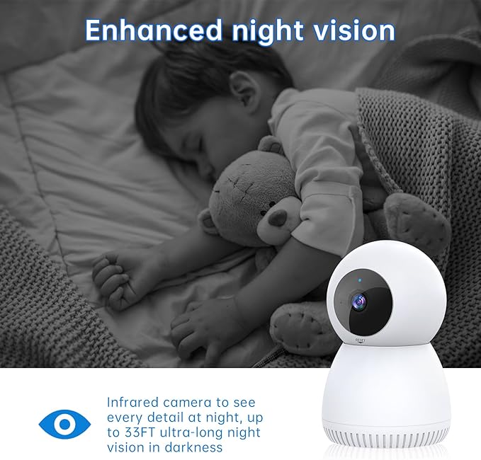 Indoor Camera 5G& 2.4GHz WiFi, 360 Pan/Tilt Cameras for Home Security, 1080P Baby/Pet Camera with Phone App Motion Detection, 2-Way Talk, Night Vision, Siren Alarm, Compatible with Alexa 2Pack