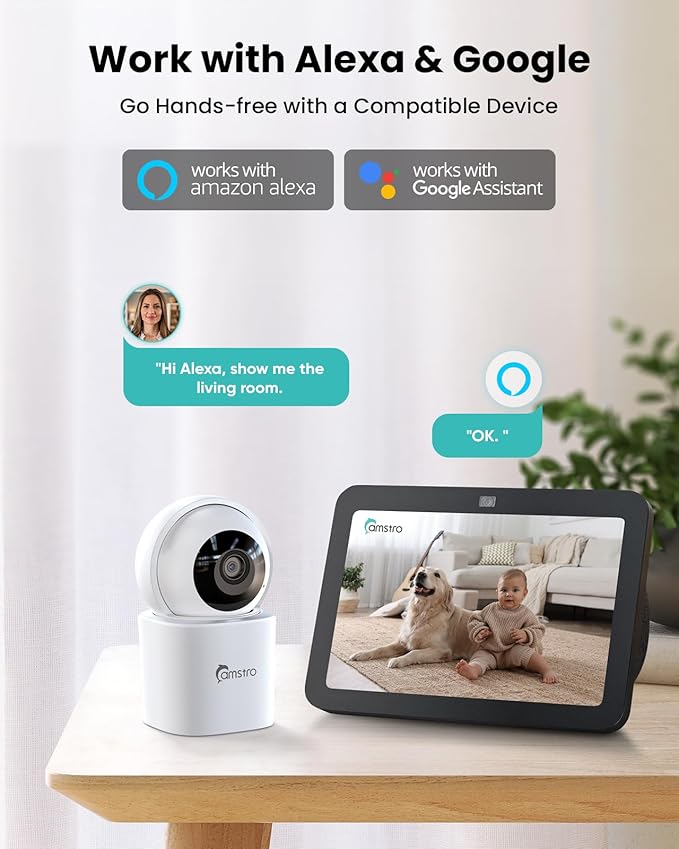 3K Indoor Security Camera 2Pack, 360° Pan/Tilt WiFi Camera for Home Security, 2.4/5GHz Pet/Dog/Baby Camera with Phone App, Night Vision, Two-Way Audio, 24/7 SD/Cloud Storage, Works with Alexa