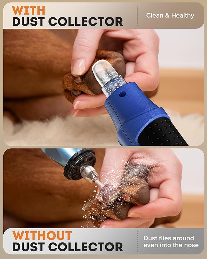 YABIFE 7-Speed Pet Nail Grinder with Light – Heavy Duty, Whisper Quiet Nail Trimmer for Dogs, Cats, Birds & Small Animals – Single-Handed Operation