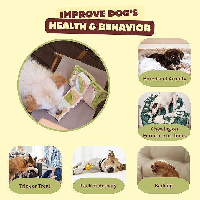 Interactive Dog Toys, Snuffle Puzzle Toys for Small Medium Large Dogs â Durable Hide & Seek Treat Dispenser with Squeaky & Crinkle Sounds, 2-in-1Chew Toy, Dog Birthday for Gifts (Tissue Box)