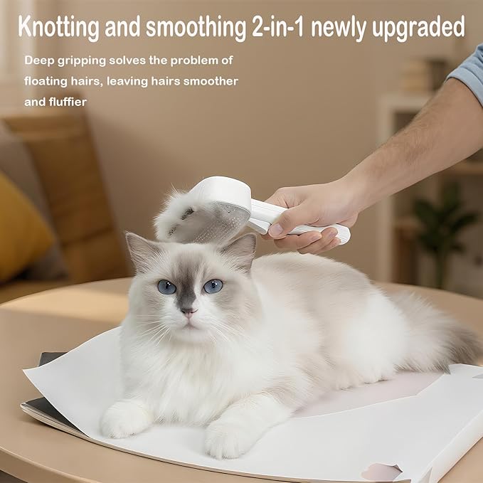 2-in-1 Pet Deshedding Brush Cat Dematting Comb for Indoor Cats and Dogs Comb for Shedding Long & Short Hair Gentle Massage Grooming Tool Easy to Remove Loose Undercoat,Matted Fur & Tangles