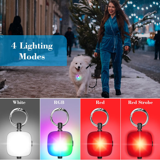 JUFDS Rechargeable Dog Lights 2Pack LED Dog Collar Lights Clip on with 4Modes Safety Harness Leashes Lighting for Dog Night Walking Running Camping