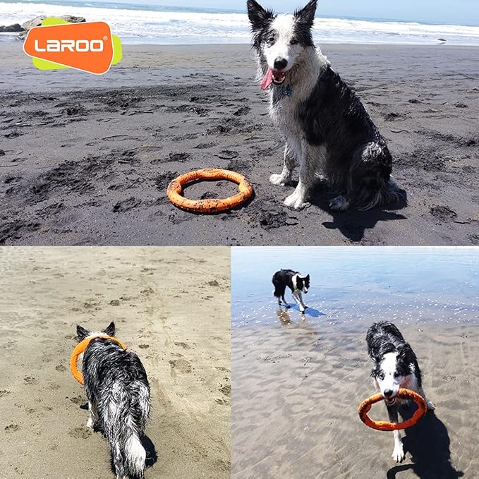 LaRoo Dog Ring Toy - Durable Flying Ring for Fetch,Water Play & Training Tough,Chew-Proof Design for Aggressive Chewer Breeds, Easy-Throw Lightweight Frisbee for Medium/Large Dogs (Orange/30cm)