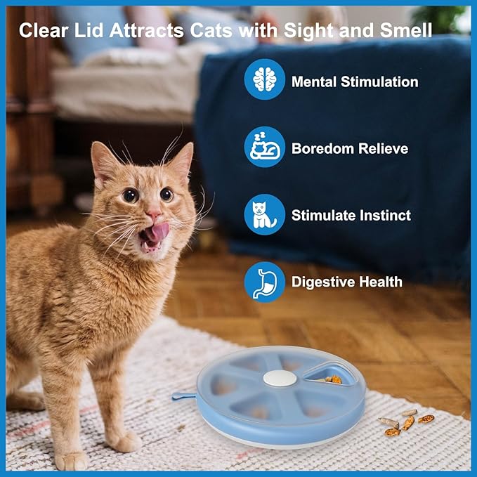 Interactvie Cat Treat Toys, Food Puzzle, Maze Feeder Toys for Indoor Cats and Kittens (Blue)