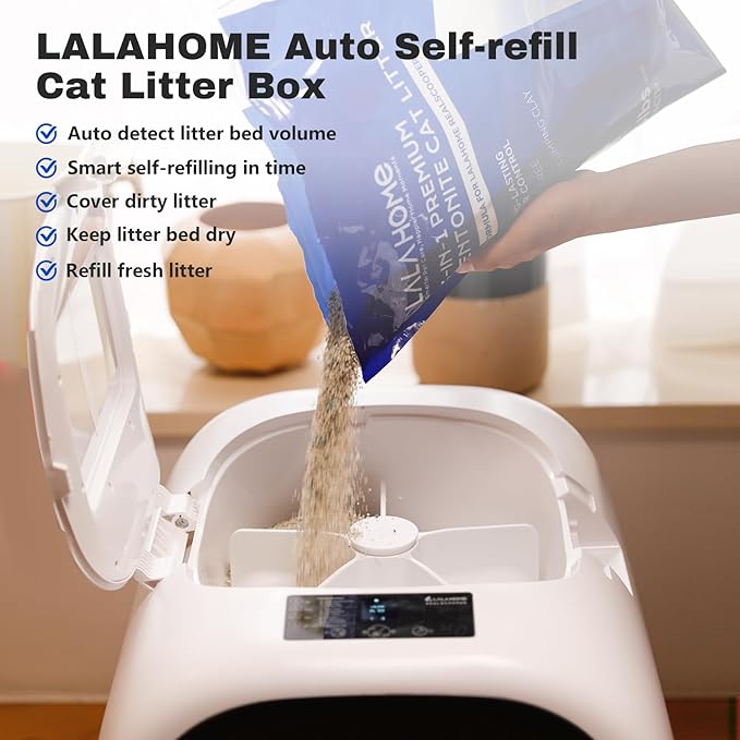 80L Auto Refill Self-Cleaning Litter Box AI Self-Refilling Robot Automatic for Multiple Cats(3-20lb) - Rake Design ScoopFree, Safety Sensors, Anti-Leakage, Odor Control, 5G WiFi App, XL