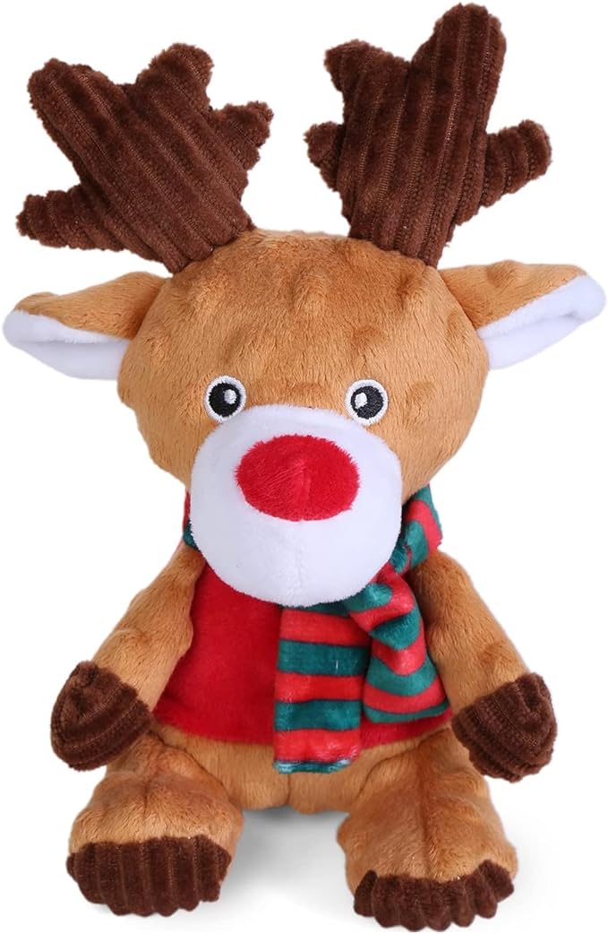 Blnboimrun Plush Moose Dog Toy - Milu Deer Squeaky & Crinkle Chew Toys for Large & Medium Dogs