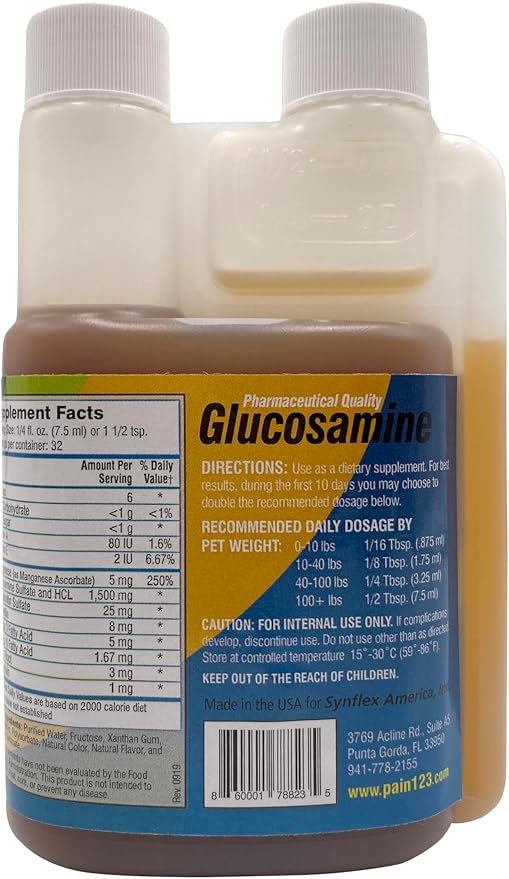 Concentrated Liquid Glucosamine for Dogs & Cats with Chondroitin: 1500mg High Potency, Boswellin, Yucca, Manganese for Mobility Support - USA Made, Beef Flavor