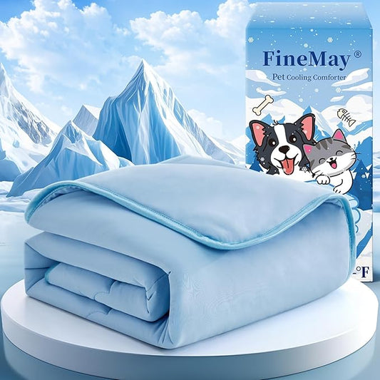 Cooling Blanket for Dogs, Lightweight & Durable Dog Cooling Mat, Q-MAX>0.45 Soft Breathable Pets Comforter for Couch, Bed & Car Essential - Light Blue 30x40 Inches