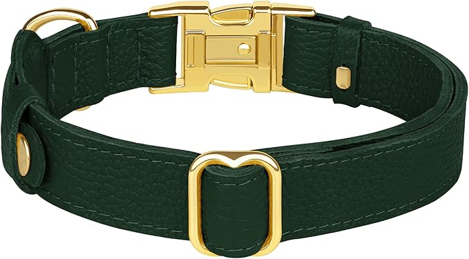 Leather Airtag Dog Collar - Soft Tracking Dog Collar with Apple AirTag Holder and Metal Buckle - Safety GPS Pet Collars for Small Medium Large Dogs Puppy Pink Red (Green, M, 14"-18" Neck Fit)