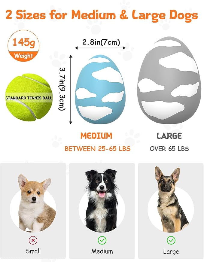 SCHITEC Squeaky Dog Toys for Aggressive Chewers, Tough Rubber Bouncy Balls for Boredom, Durable Pet Chew Toy Ball for Large Medium Breed Dogs (2.8 * 3.7inch)
