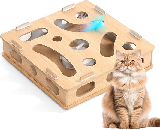 Cat Puzzle Toy - Interactive Cat Toys, Kitten Ball Toy with Soft Felt Maze Game Puzzle Box for Cats
