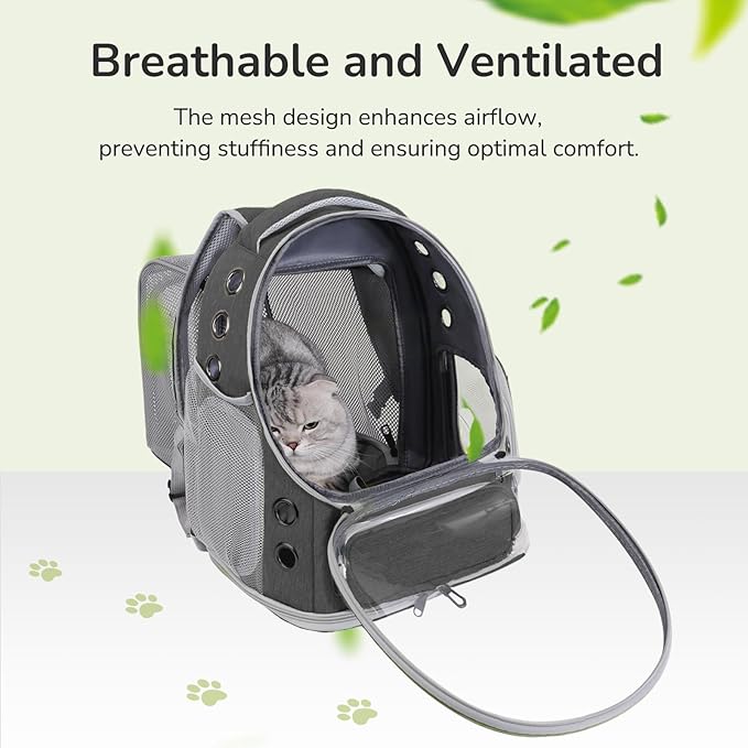 Cat Backpack Carrier for Large Cats, Expandable Cat Bubble Backpack, Dog Carriers for Small Medium Dogs, Airline Approved Pet Carrier for Travel Hiking Outdoor(Grey)
