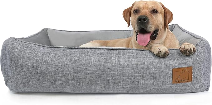 Orthopedic Dog Bed, Bolster Dog Sofa with Removable Cover, Cooling Pad Memory Foam Couch, Pain Relief Pet Bed (Grey, 40x31x11 inch)