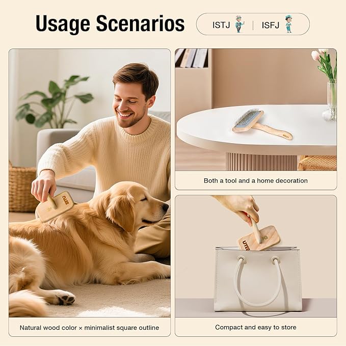 UTEE Big Dog Slicker Brush for Dogs (Goldendoodles, Labradoodles, Poodles) Hair Maintenance Medium to Long Hair Breeds Groom Like a Professional, Fluff Detangle Style, Saves Time Energy -Large