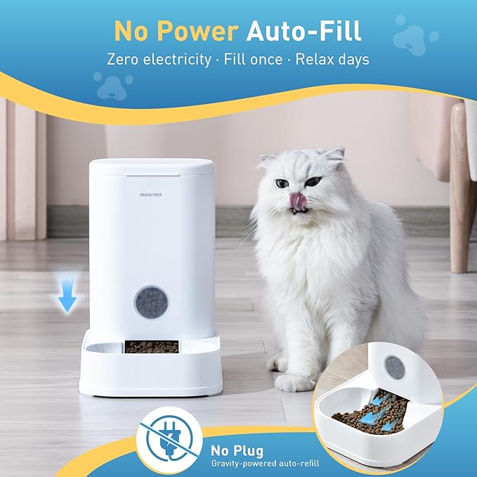 PAWGETHERยฎ Gravity Cat Feeder, Self-Dispensing Dog Food Dispenser, Pet Food Station 1 Gallon/3.5L Capacity Automatic Pet Feeder Cat & Dog Food Bowl, Easy to Fill