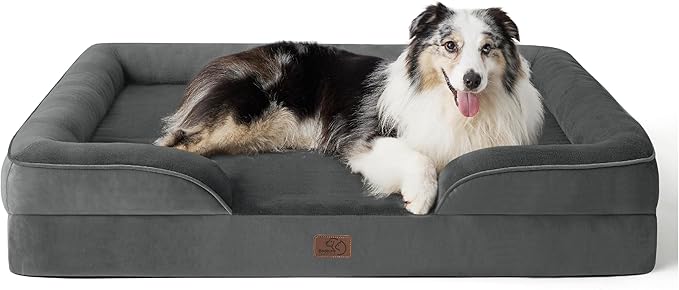 Bedsure Orthopedic Dog Bed for Extra Large Dogs - XL Washable Dog Sofa Bed Large, Supportive Foam Pet Couch Bed with Removable Washable Cover, Waterproof Lining and Nonskid Bottom, Dark Grey
