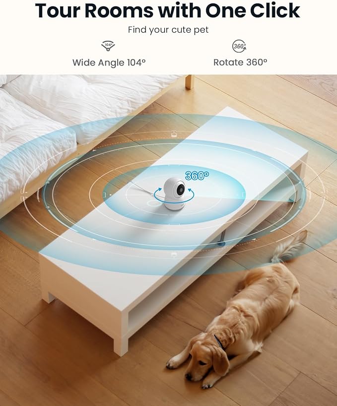 ieGeek 2K Indoor Home Security Cameras,360° Pet Camera with Auto Tracking, Motion & Sound Detection,3MP Night Vision, 2.4G/5G WiFi Dog Camera with Phone App, Cloud & Memory Storage, Works with Alexa