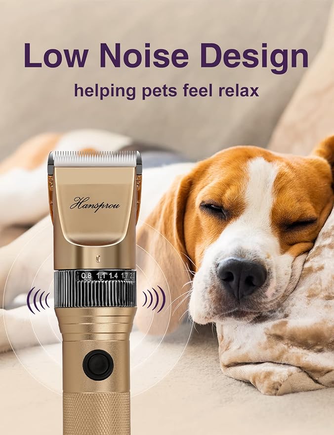 Dog Grooming Clippers, Professional Dog Clipper for Thick Coat 12V Plug-in Pet Trimmer High Power Pet Clippers Low Noise with Guard Combs Brush for Dogs Cats and Other Animal