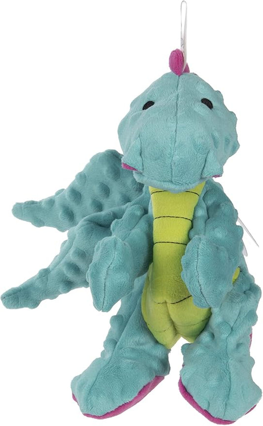 goDog Bubble Plush Dragons Squeaky Dog Toy, Chew Guard Technology - Turquoise, Small