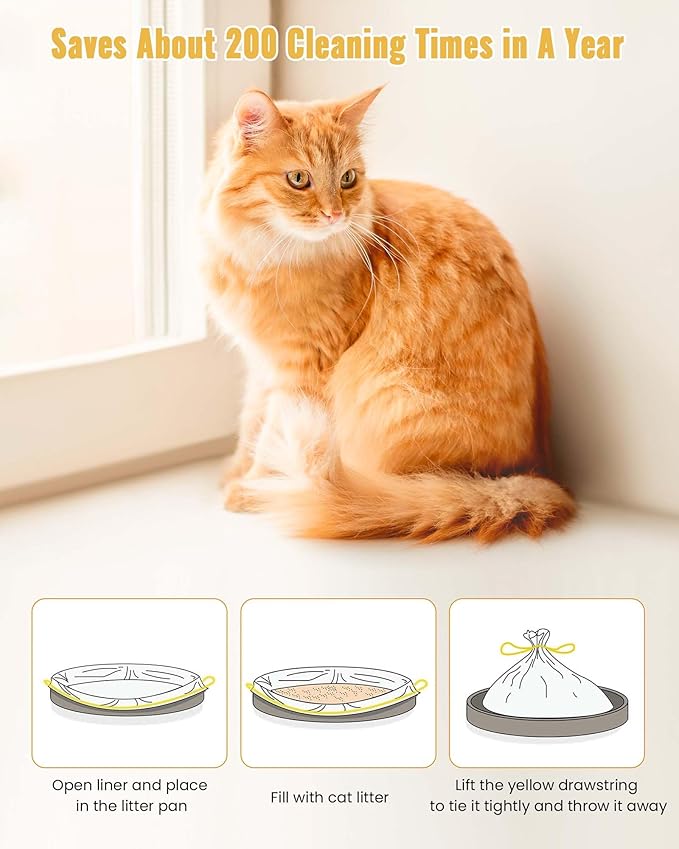KONE Cat Litter Box Liners, 30 Count Jumbo Extra Durable Large Drawstring Kitty Litter Pan Bags Cat Waste Litter Bags Pet Cat Supplies 36" x 18"