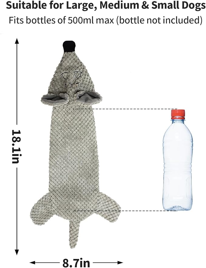 Dog Toys, Squeaky Plush No Stuffing Crinkle Dog Toy for Small Medium Large Dogs, Interactive Puppy Teething Water Bottle Dog Chew Toy