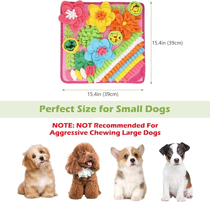 KeeKit Snuffle Mat for Dogs & Cats - Slow Feeding Mat for Small & Medium Breeds, Encourages Natural Foraging Skills, Durable Foraging Mat for Mental Stimulation, Pink