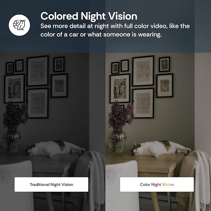 2-Pack Luna Indoor Cameras for Home Security, 2.4GHz Wi-Fi, Color Night Vision, Smart GenAI Motion Detection, w/Spotlight, Flexible USB Short Cord, Small Room Camera for Apartment