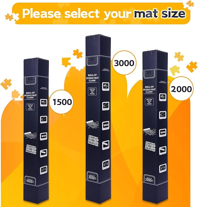 Jigsaw Puzzle Mat Roll Up, Portable Saver Pad 48” x 31” Up to 2000 Pieces, Puzzles Matt Rollup with Non-Slip Rubber Bottom & Smooth Top. (6 Puzzle Sorting Trays & 1 Storage Bag)