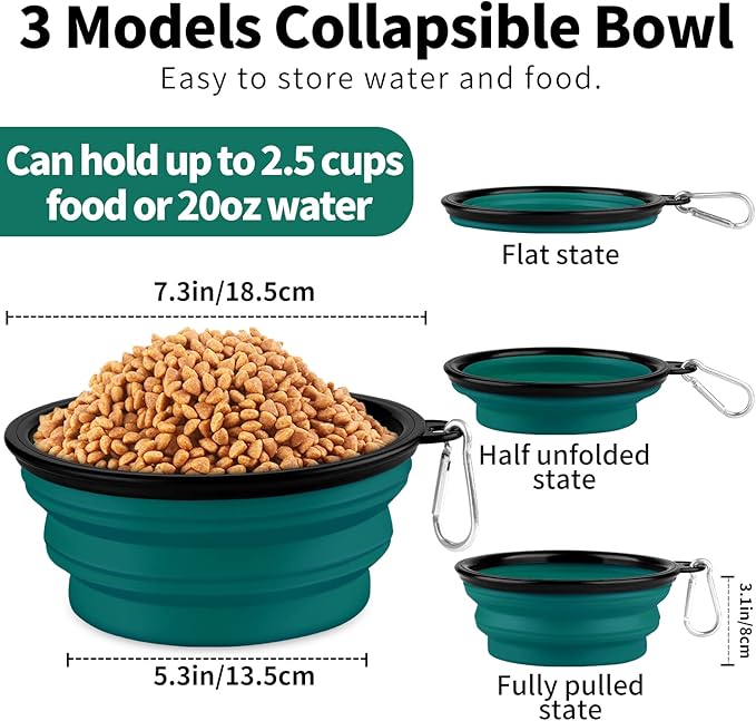 Collapsible Dog Bowls-2 Pack Large Size for Large/Medium Dogs, Dog Travel Water Bowl, Dog Cat Portable Water Bowl, Dog Pet Feeding Watering Dish Outdoor Hiking Parking Traveling with 2 Carabiners