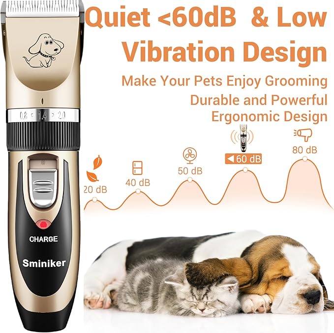 Rechargeable Cordless Dogs Cats Horse Grooming Clippers - Professional Pet Hair Clippers with Comb Guides for Dogs Cats Horses and Other House Animals Pet Grooming Kit