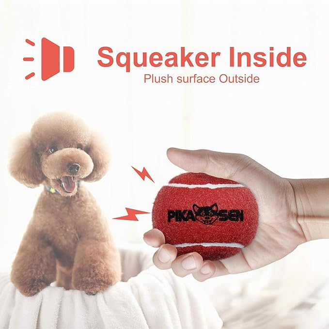 Dog Squeaky Tennis Balls for Pet Playing in 3 Sizes Premium Strong Dog & Puppy Balls for Training, Play, Exercise The Easiest Color for Dogs Red Yellow Blue (Small-12pack)