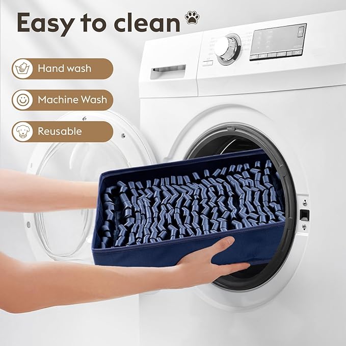 Snuffle Mat for Dogs, Dog Puzzle Mat, Interactive Dog Toys for Enrichment,Sniff Mats with Non-Slip Backing,Suitable for Breeds and Sizes of Dogs (Navy, 17" X 15")