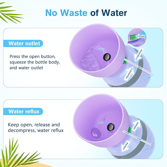 Pecute Portable Dog Water Bottle, 2 in 1 Cat Dog Travel Water Bottle Bowl Leakproof with Double Seal, BPA Free, Lightweight, Pet Small Animal Water Bottel Dispenser for Outdoor Walking Hiking Travels